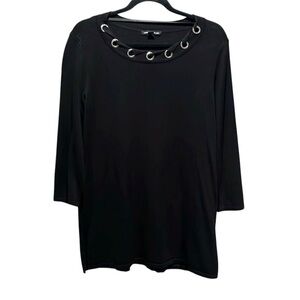 Cable & Gage Women’s Black Bling Tunic Sweater Suze Medium
